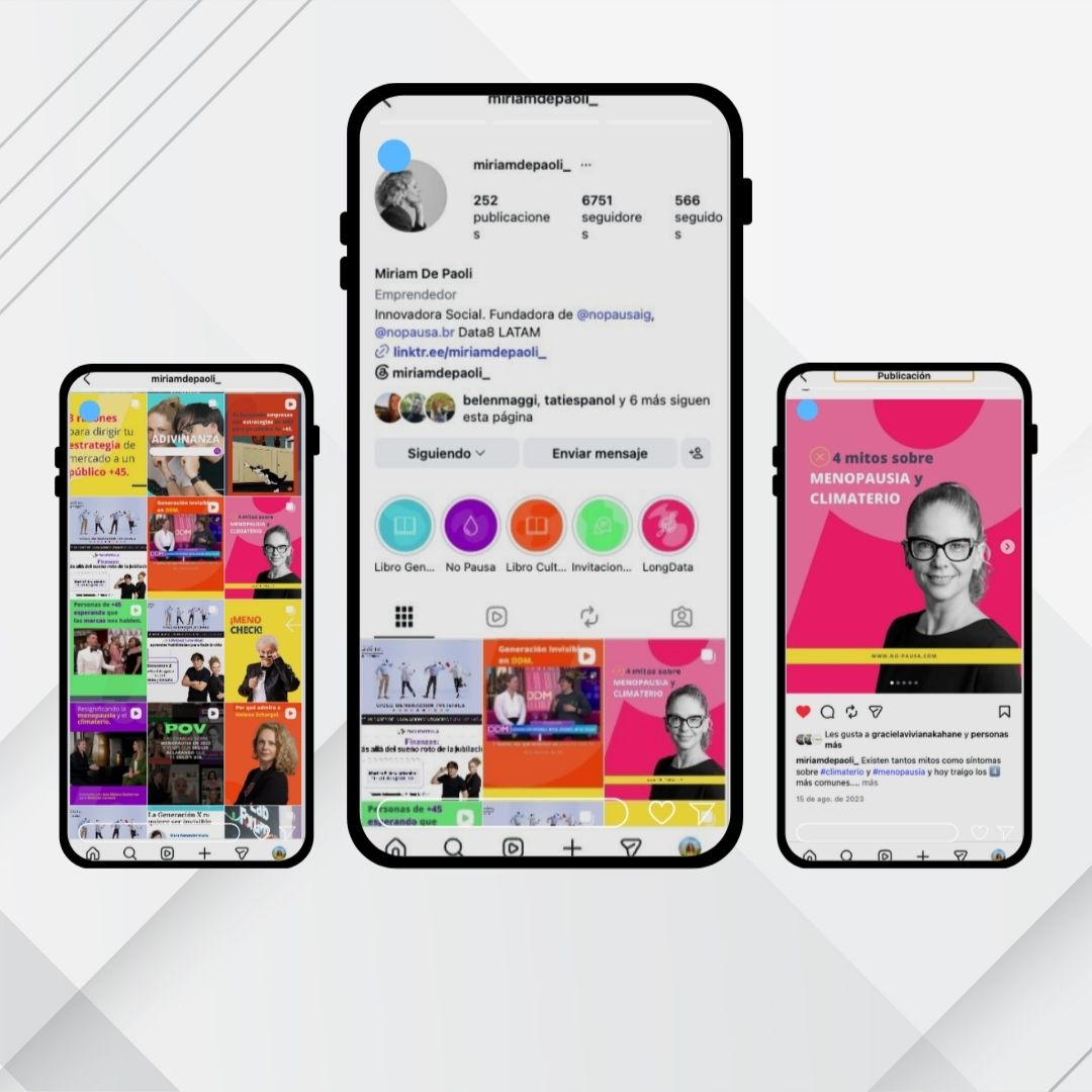 Mockup del feed de Instagram de Miriam de Paoli